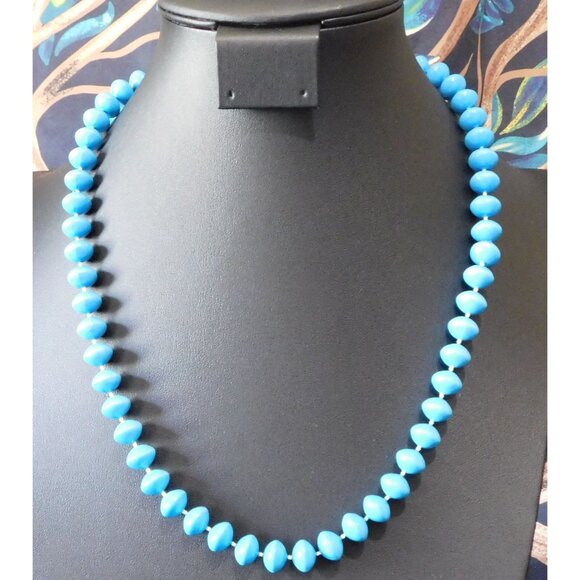 Simple Casual Sky  Blue  Beaded  Necklace - Picture 1 of 3